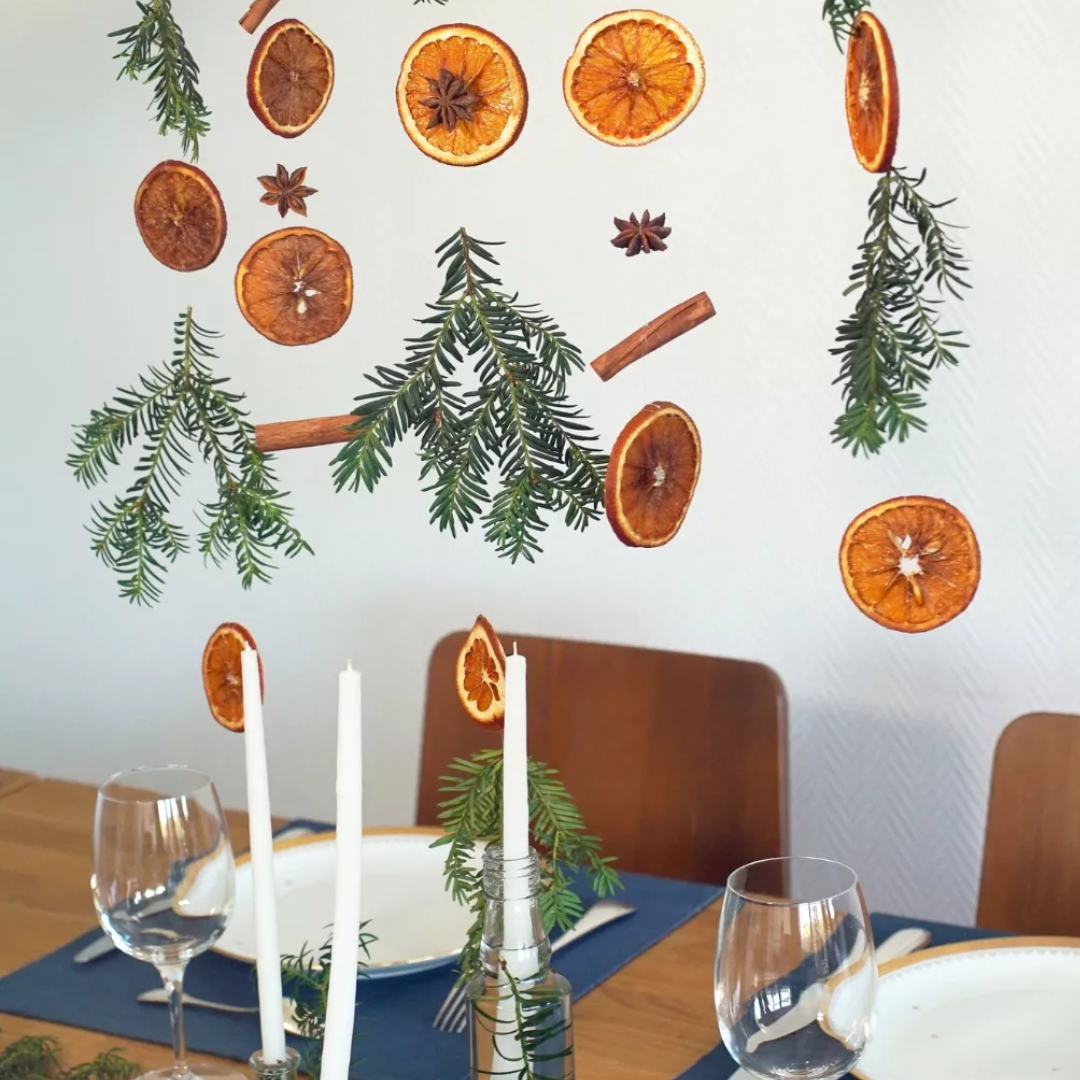 Vianočná dekorácia z citrusov a korenia